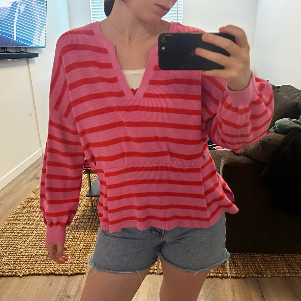 Red and pink sweater
